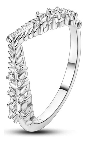 Anillo Mujer De Plata Real S925, Corona De Laurel, Éxito