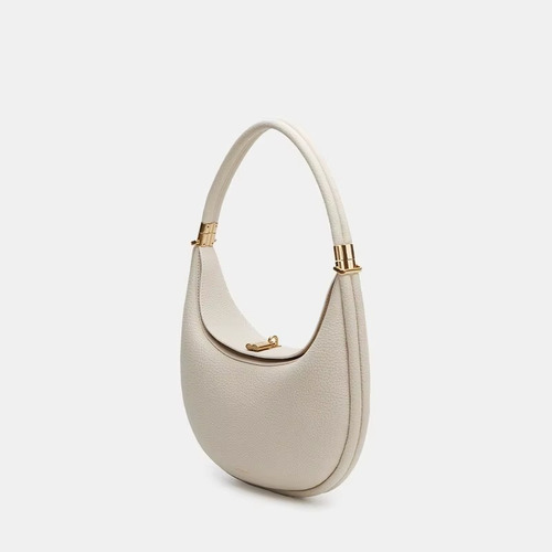 Bolsa Media Luna De Mujer Con Asa Elegante Y Minimalista Beige