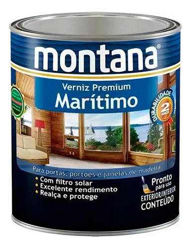 Verniz Para Madeira Marítimo Montana Premium Litro 900ml Acabamento Brilhante Cor Natural