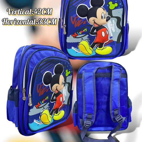 Bulto Morral Bolso Escolar Mickey Mouse 42x33cm Disney