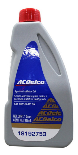 Aceite Sae 10w-40 Api Sn 946 Ml Acdelco