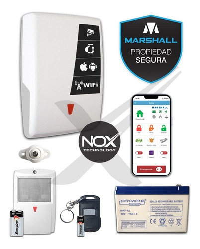 Imagen 1 de 9 de Alarma Para Casa Inalambrica Marshall Go Plus Wifi Kit - Nox