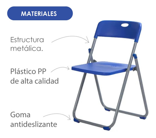 Silla Plegable Para Oficina Home Office Exteriores Portátil Color Azul