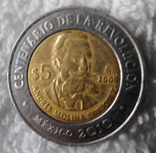 Moneda 5 Pesos Andres Molina Enriquez Centenario De La Revol