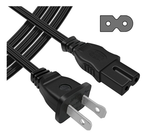 [listado Ul] Powseed 6ft 2 Prong Polarized Ac Wall Power Ca