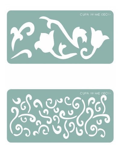  Kit 2 Stencils Decorativo Guarda Borde 10cm X 20cm Arte