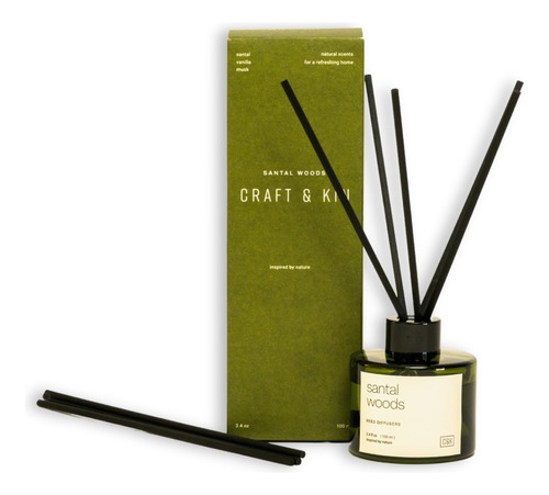 Craft & Kin Juego De Difusor De Varillas De Madera De Santal