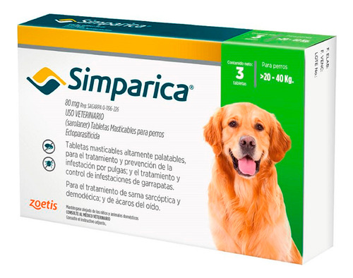 Simparica 80 Mg Perros -20 40kg Simparica 3tab