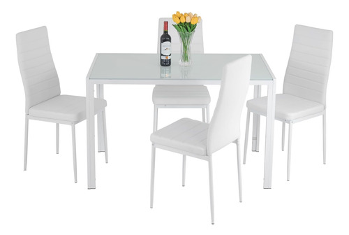 Fdw Juego De Mesa De Comedor De Cristal