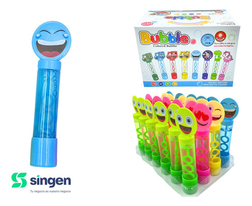 Burbujas Burbujero Carita Emoji Led 24 Pz Mayoreo