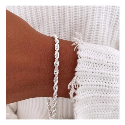 Pulsera Trenza Turbillon Acero Quirúrgico Blanco Mujer Regal