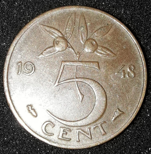 Moeda 5 Cêntimos Ano 1948 Holanda