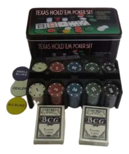 Kit Poker 200 Fichas Baralho Dealer