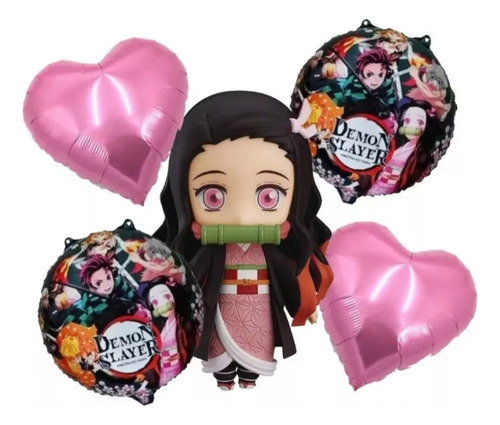 Nezuko Kit Globo 5 Pzas, Cortina , Mantel Y 25 Bolsas Dulcer