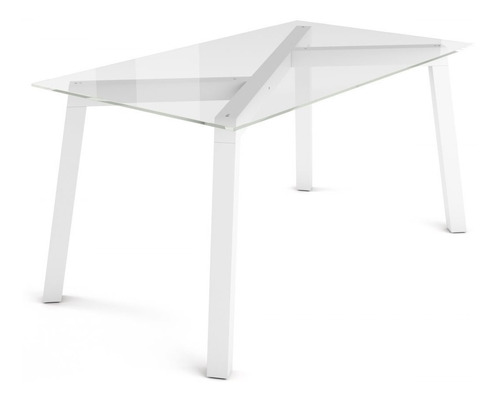 Mesa Equis De Madera Tapa De Vidrio 150x90 Cm