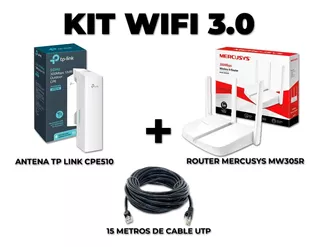 Kit Wifi 3.0 San Luis - Antena Cpe510 + Router + 15mts Cable