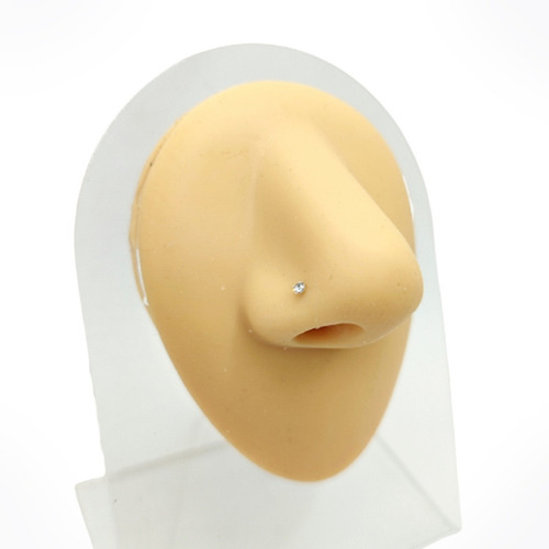 Piercing Nostril Poste Con Piedra De Plata 925 Para Nariz Color Plateado