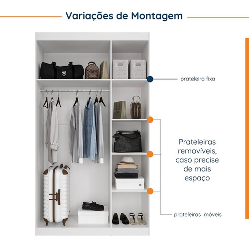 Guarda Roupa Modulado De Canto Com Espelho 6 Portas 3 Peças
