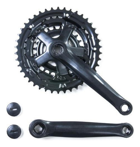 Pedivela Mtb Alumínio 170mm Pto Coroa Aço Preto 24/34/42d