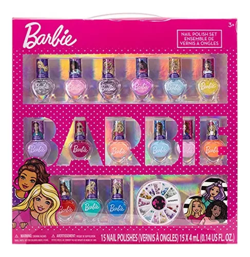 Barbie - Conjunto de maquiagem Townley Girl cosmético iluminado inclui  brilho labial, sombra, pincéis, esmalte, acessórios para unhas e muito  mais! Para meninas, idades acima de 3