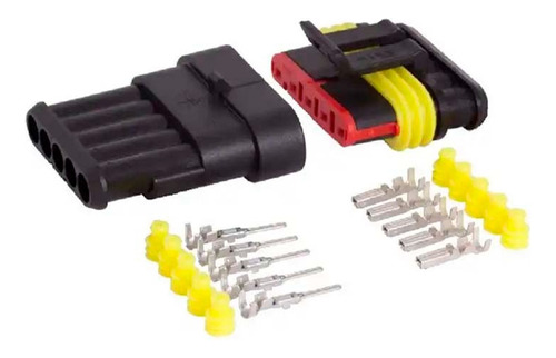 5x Conector Enchufe 5 Pin Hembra/macho Impermeable Por Armar