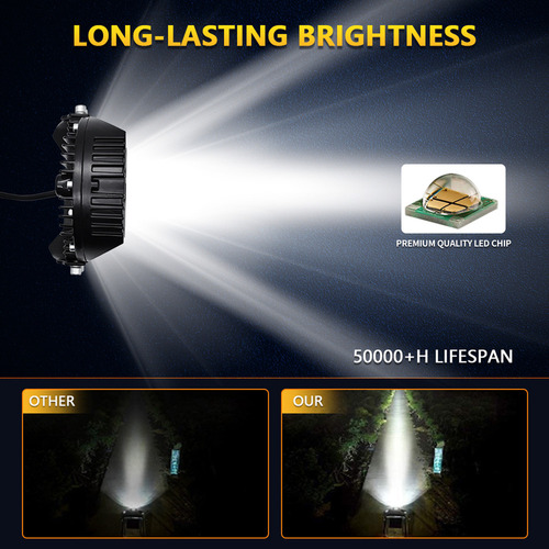 Combo Foco Trabajo Led 5 Spot Flood Offroad Luz Conduc, 2 Un