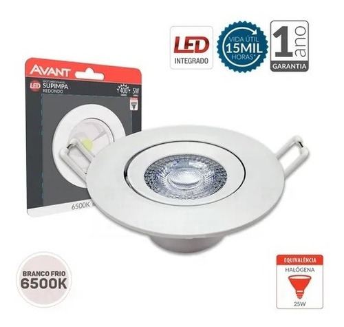 Spot Led Embutir Direcionável Redondo Branco Frio 6500k Br