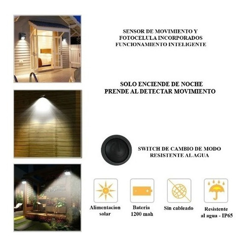 Imagen 4 de 10 de Aplique Reflector Led Panel Solar Con Sensor Movimiento 4w 20 Leds