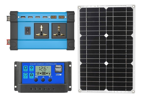 Kit De 18w Panel Solar+600w(pico) Inversor 12v A 220v O 110v