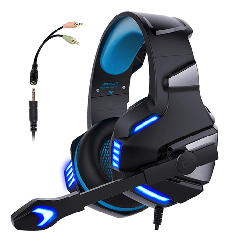 Auriculares Gamer Micolindun Led Mic Blue