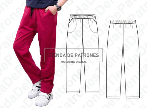 Molde Patron Imprimible Pantalon Jogging Niños Talles 6 A 14