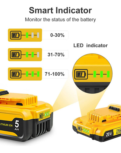 Comrgike Repuesto De 3000 Mah Y 5000 Mah Para Batería Dewalt