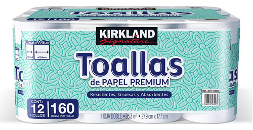 Toallas De Papel Premium Kirkland Signature 12pzs 160 Hojas 