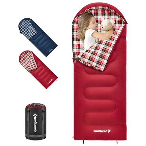 Kingcamp Kids Sleeping Bag Flannel Lined Cold Weather 3-4 Se