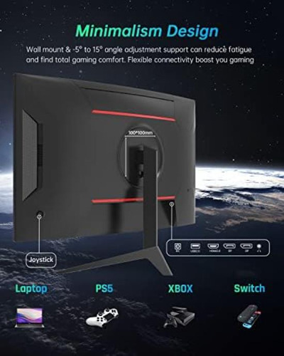 Monitor Para Juegos Ktc De 27 Pulgadas, Monitor Curvo 1440p,