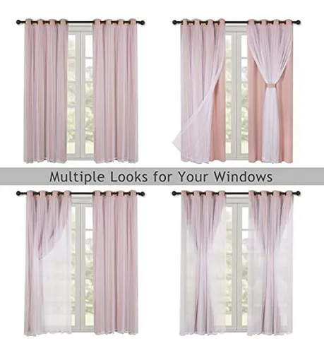 Cortinas Blackout Doble Capa Blush Con Voile - Set 2