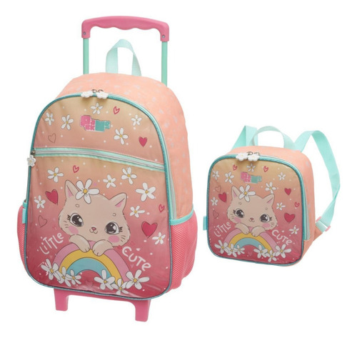 Mochila De Carrinho G Lancheira Pack Me Little Cute Cor Salmão