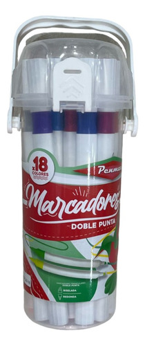 Marcador Plumón Doble Punta Penmax X 18 Colores