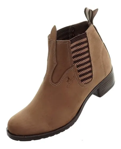 Botina Feminina Couro Chelsea Bon Country Agro Vinho