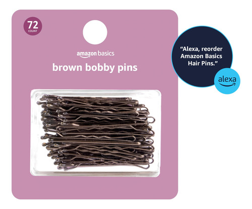 Bobby Pins Amazon Basics, Color Marrón, 72 Unidades, Con Fun