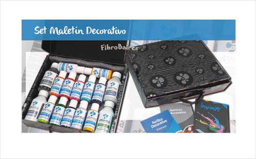 Set Caja Estuche Maletin Eterna Acrilico Decorativo + Barniz