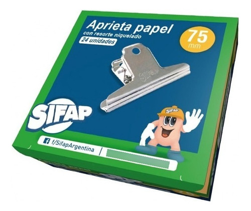 Aprieta Papeles Papel Sifap 75 Reforzado 7,5cm Caja X 24unid Color Gris