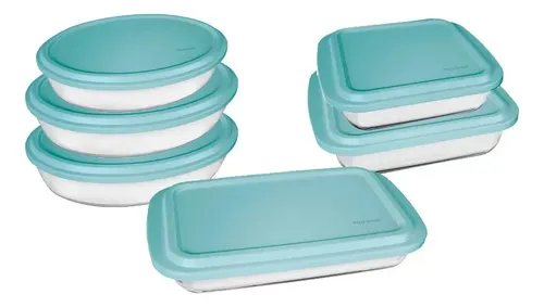 Conjunto Assadeiras 6 Peças De Vidro Com Tampa Verde Marinex