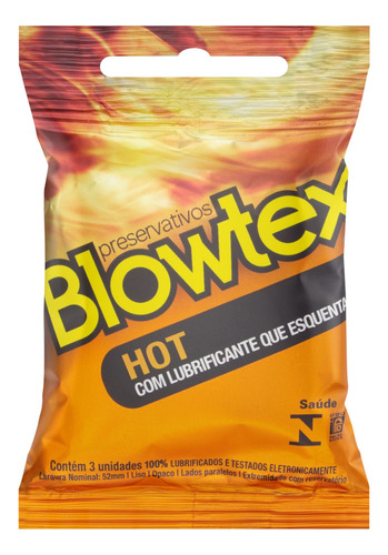 Preservativo Lubrificado Hot Blowtex Pacote 3 Unidades