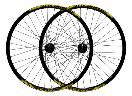 Par De Rodas Aro 29 36f Gts Cubo Alumínio Rosca Com Blocagem Cor Amarelo