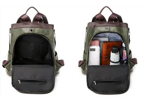 Bolso De Mujer Mochila De Cuero Impermeable Y Antirrobo