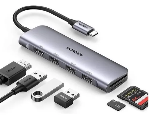 comprar Adaptador Usb C 6 En 1 Multipuerto Ugreen Hub Usb C Hdmi 4k 