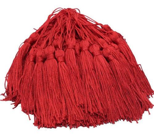 100 Franja Pingente Tassel Seda 8cm- Escolha A Cor Cor Vermelho