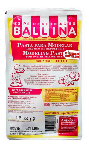 Pasta Para Modelar 500 Grs Ballina - Ciudad Cotillón