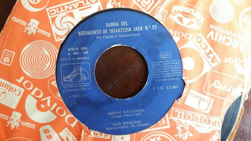 Vinilo Single De Banda Del Regimiento Jaen Himno Español(z66 (Usado)